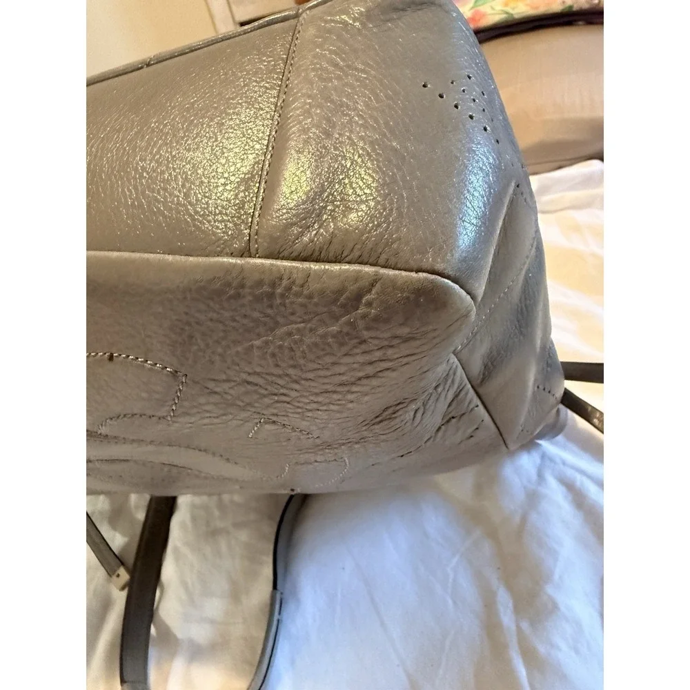 Coach Chelsea Inlaid Leather Charlie Gray Grey Tote Zip Large Patchwork